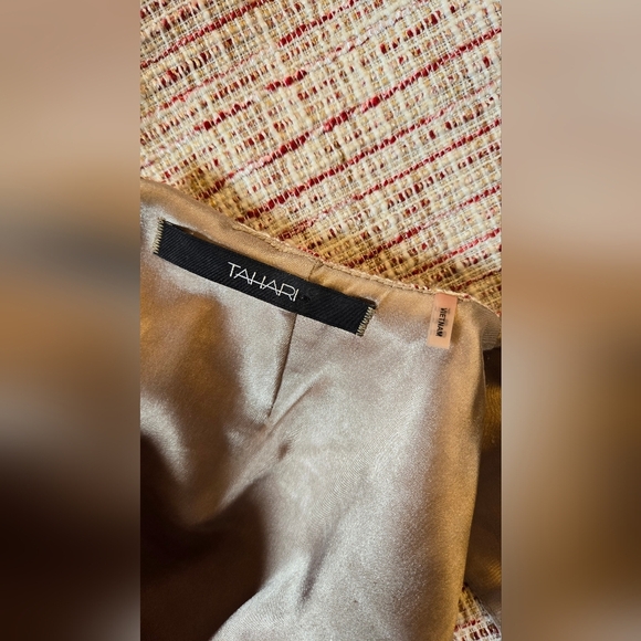 Tahari Tweed red brown cream dress - size 4 - Picture 7 of 8